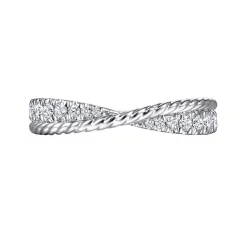 Hot Gabriel & Co. 14K White Gold Criss Cross Diamond Anniversary Band with Twisted Rope Detail - 0.25 ct