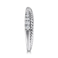 Hot Gabriel & Co. 14K White Gold Criss Cross Diamond Anniversary Band with Twisted Rope Detail - 0.25 ct