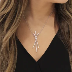 Best Gabriel & Co. 18K White Gold Criss Crossing Diamond Pendant Necklace