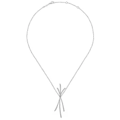 Best Gabriel & Co. 18K White Gold Criss Crossing Diamond Pendant Necklace
