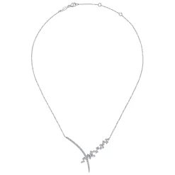 Clearance Gabriel & Co. 18K White Gold Criss Crossing Diamond Cluster Lariat Necklace