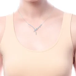 Clearance Gabriel & Co. 18K White Gold Criss Crossing Diamond Cluster Lariat Necklace