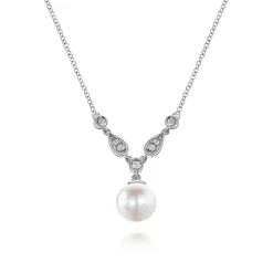 Hot Gabriel & Co. 14K White Gold Cultured Pearl and Diamond Accent Necklace