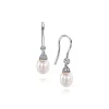 Outlet Gabriel & Co. 14K White Gold Cultured Pearl Diamond Fish Hook Drop Earrings
