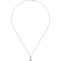 Best Gabriel & Co. 14K White Gold Cultured Pearl Drop Necklace with Diamond Accent