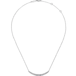 Outlet Gabriel & Co. 14K White Gold Curved Bar Necklace with Bezel Set Round Diamonds