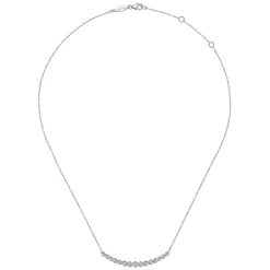 Hot Gabriel & Co. 14K White Gold Curved Bar Necklace with Bezel Set Round Diamonds