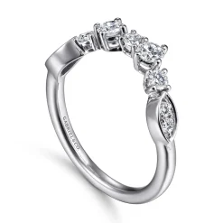 New Gabriel & Co. 14K White Gold Curved Diamond Anniversary Band - 0.5 ct