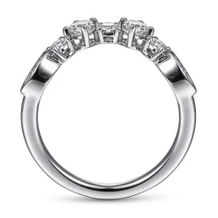 New Gabriel & Co. 14K White Gold Curved Diamond Anniversary Band - 0.5 ct