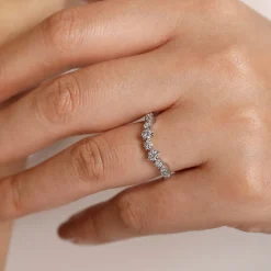 New Gabriel & Co. 14K White Gold Curved Diamond Anniversary Band - 0.5 ct