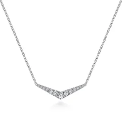 Sale Gabriel & Co. 14K White Gold Curved Diamond Bar Necklace
