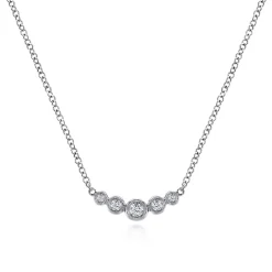 Best Gabriel & Co. 14K White Gold Curved Diamond Bar Necklace