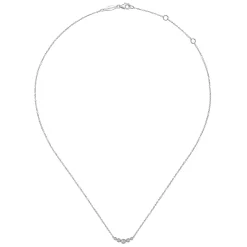 Best Gabriel & Co. 14K White Gold Curved Diamond Bar Necklace