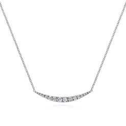 Sale Gabriel & Co. 14K White Gold Curved Diamond Bar Necklace