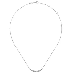 Sale Gabriel & Co. 14K White Gold Curved Diamond Bar Necklace