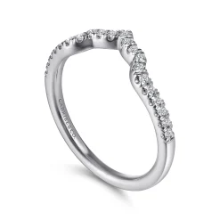 Clearance Gabriel & Co. 14K White Gold Curved Diamond Wedding Band - 0.17 ct