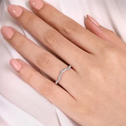 Clearance Gabriel & Co. 14K White Gold Curved Diamond Wedding Band - 0.17 ct