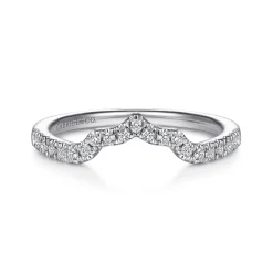 Clearance Gabriel & Co. 14K White Gold Curved Diamond Wedding Band - 0.17 ct