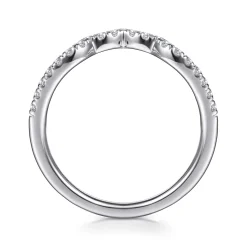 Clearance Gabriel & Co. 14K White Gold Curved Diamond Wedding Band - 0.17 ct
