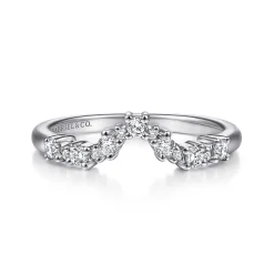 Clearance Gabriel & Co. 14K White Gold Curved Diamond Wedding Band - 0.25 ct