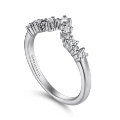 Clearance Gabriel & Co. 14K White Gold Curved Diamond Wedding Band - 0.25 ct