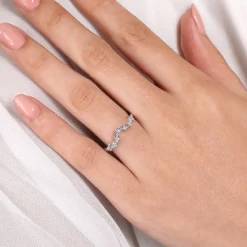 Clearance Gabriel & Co. 14K White Gold Curved Diamond Wedding Band - 0.25 ct
