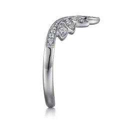 Outlet Gabriel & Co. 14K White Gold Curved Filigree Diamond Ring - 0.15 ct