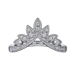 Outlet Gabriel & Co. 14K White Gold Curved Filigree Diamond Ring - 0.15 ct