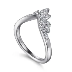 Outlet Gabriel & Co. 14K White Gold Curved Filigree Diamond Ring - 0.15 ct