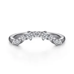 Clearance Gabriel & Co. 14K White Gold Curved Floral Diamond Anniversary Band - 0.25 ct