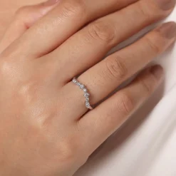 Clearance Gabriel & Co. 14K White Gold Curved Floral Diamond Anniversary Band - 0.25 ct