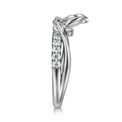Discount Gabriel & Co. 14K White Gold Curved Floral Open Diamond Ring - 0.15 ct