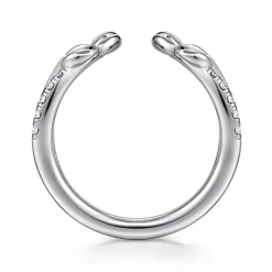 Discount Gabriel & Co. 14K White Gold Curved Floral Open Diamond Ring - 0.15 ct