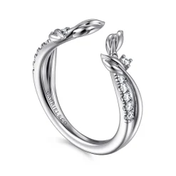 Discount Gabriel & Co. 14K White Gold Curved Floral Open Diamond Ring - 0.15 ct