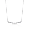 New Gabriel & Co. 14K White Gold Curved Geometric Diamond Bar Necklace
