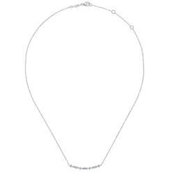 New Gabriel & Co. 14K White Gold Curved Geometric Diamond Bar Necklace