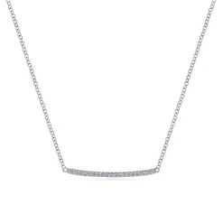 Clearance Gabriel & Co. 14K White Gold Curved Pave Diamond Bar Necklace