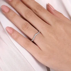 Sale Gabriel & Co. 14K White Gold Curved V Diamond Wedding Band - 0.27 ct