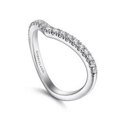 Sale Gabriel & Co. 14K White Gold Curved V Diamond Wedding Band - 0.27 ct