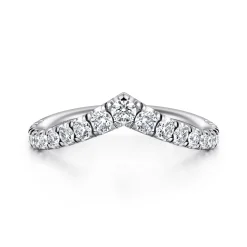 Clearance Gabriel & Co. 14K White Gold Curved V Diamond Wedding Band - 0.5 ct