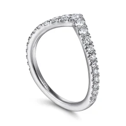 Clearance Gabriel & Co. 14K White Gold Curved V Diamond Wedding Band - 0.5 ct