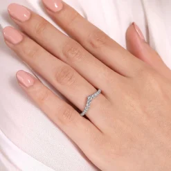 Clearance Gabriel & Co. 14K White Gold Curved V Diamond Wedding Band - 0.5 ct