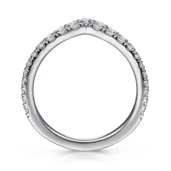 Clearance Gabriel & Co. 14K White Gold Curved V Diamond Wedding Band - 0.5 ct