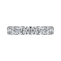 Best Gabriel & Co. 14K White Gold Cushion Cut Diamond Eternity Band with Heart Prongs - 4.3 ct