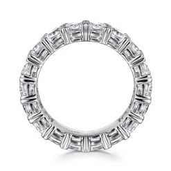 Best Gabriel & Co. 14K White Gold Cushion Cut Diamond Eternity Band with Heart Prongs - 4.3 ct
