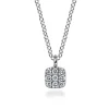 Gabriel & Co. 14K White Gold Cushion Shaped Diamond Cluster Pendant Necklace