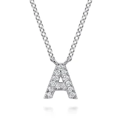 Outlet Gabriel & Co. 14K White Gold Diamond A Initial Pendant Necklace