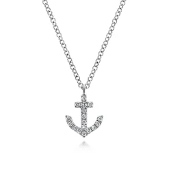 Clearance Gabriel & Co. 14K White Gold Diamond Anchor Pendant Necklace