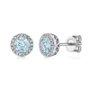 Hot Gabriel & Co. 14K White Gold Diamond and Aquamarine Halo Stud Earrings