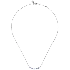 Discount Gabriel & Co. 14K White Gold Diamond and Blue Sapphire Bar Necklace
